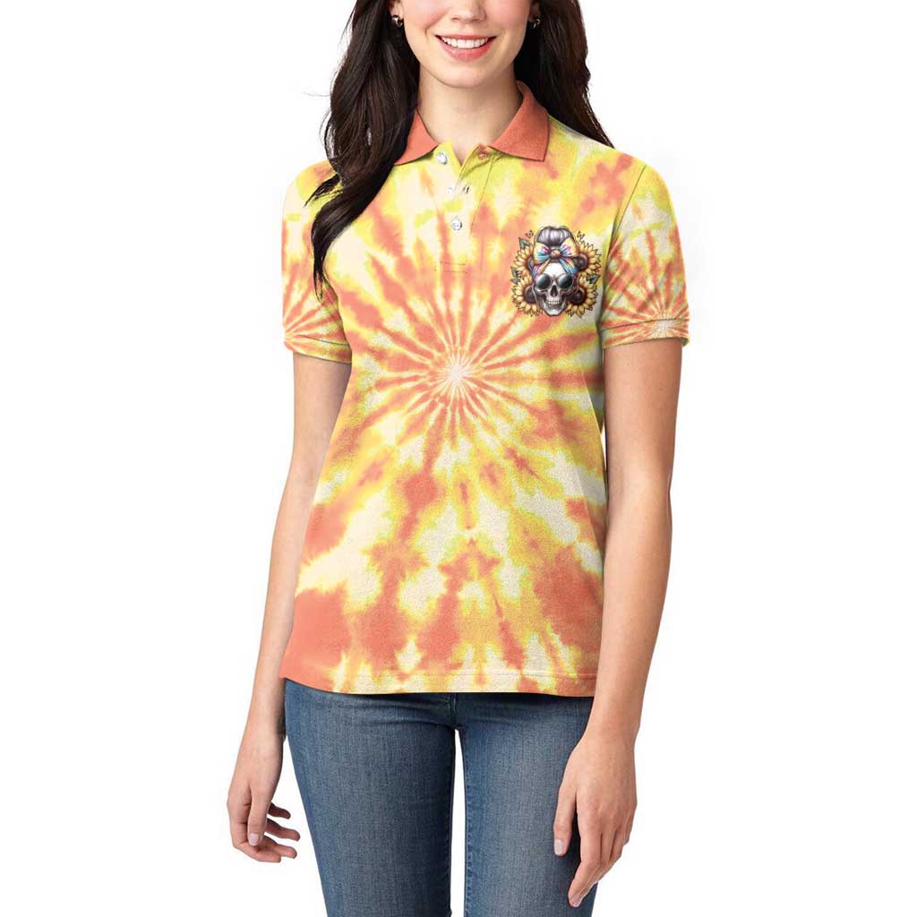 She Is Sunshine Skull Women Polo Shirt Tie Dye Yellow - Wonder Print Shop