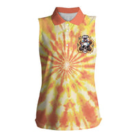 She Is Sunshine Skull Women Sleeveless Polo Shirt Tie Dye Yellow - Wonder Print Shop
