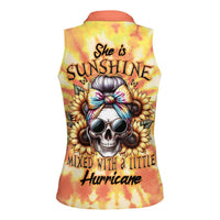 She Is Sunshine Skull Women Sleeveless Polo Shirt Tie Dye Yellow - Wonder Print Shop