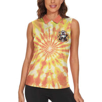 She Is Sunshine Skull Women Sleeveless Polo Shirt Tie Dye Yellow - Wonder Print Shop