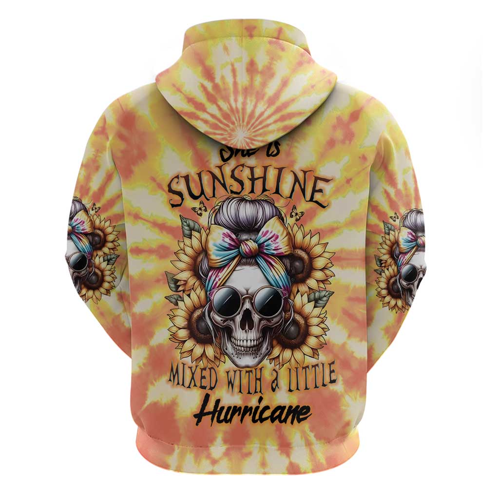 She Is Sunshine Skull Zip Hoodie Tie Dye Yellow - Wonder Print Shop
