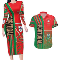 Portugal Football Couples Matching Long Sleeve Bodycon Dress and Hawaiian Shirt Selecao das Quinas Soccer - Road To Champion