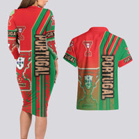 Portugal Football Couples Matching Long Sleeve Bodycon Dress and Hawaiian Shirt Selecao das Quinas Soccer - Road To Champion
