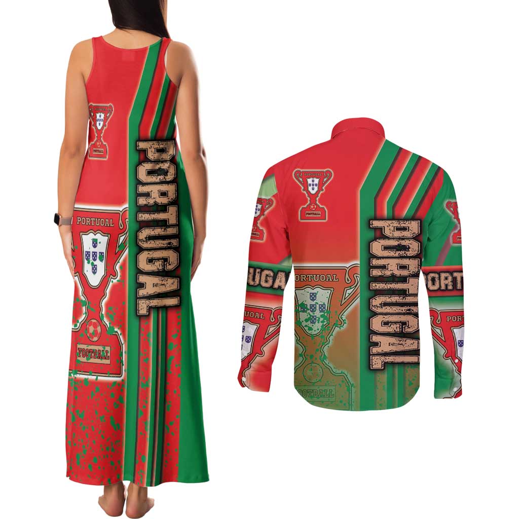 Portugal Football Couples Matching Tank Maxi Dress and Long Sleeve Button Shirt Selecao das Quinas Soccer - Road To Champion