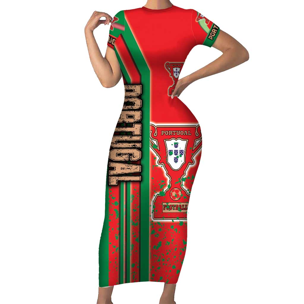 Portugal Football Family Matching Short Sleeve Bodycon Dress and Hawaiian Shirt Selecao das Quinas Soccer - Road To Champion