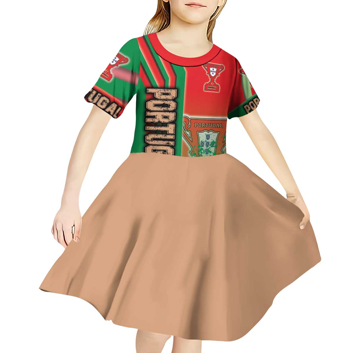 Portugal Football Kid Short Sleeve Dress Selecao das Quinas Soccer - Road To Champion - Wonder Print Shop