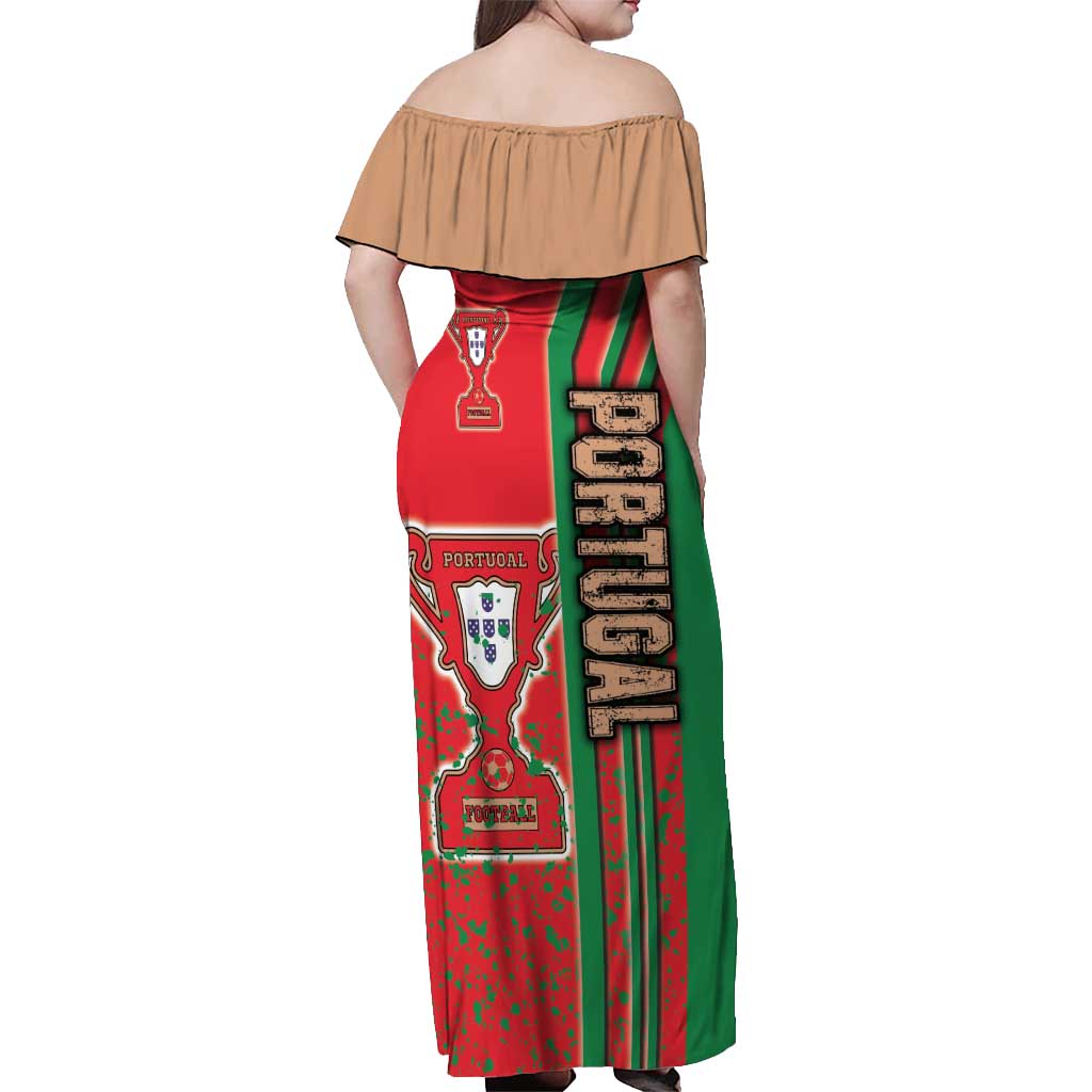 Portugal Football Off Shoulder Maxi Dress Selecao das Quinas Soccer - Road To Champion - Wonder Print Shop