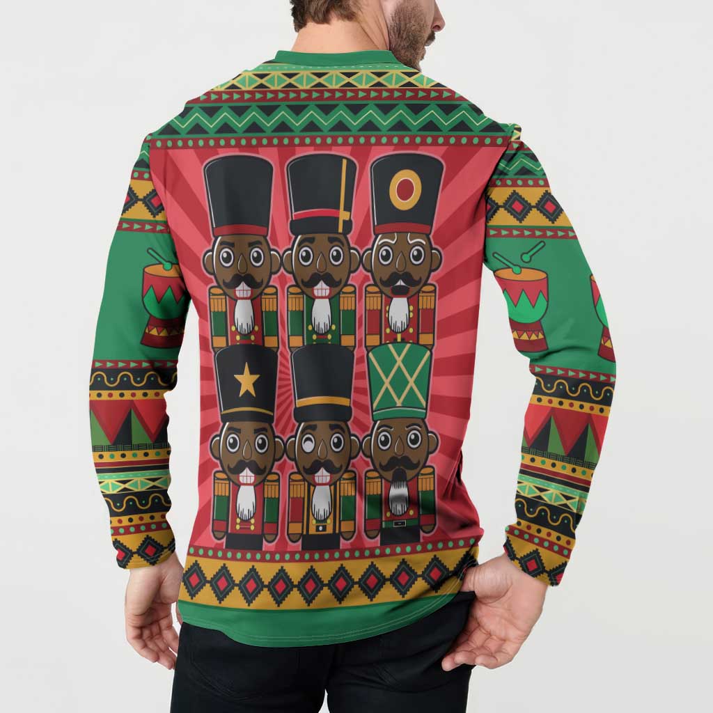 Black Nutcrackers Button Sweatshirt Afro Christmas - Wonder Print Shop
