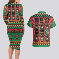 Black Nutcrackers Couples Matching Long Sleeve Bodycon Dress and Hawaiian Shirt Afro Christmas - Wonder Print Shop