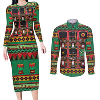 Black Nutcrackers Couples Matching Long Sleeve Bodycon Dress and Long Sleeve Button Shirt Afro Christmas - Wonder Print Shop