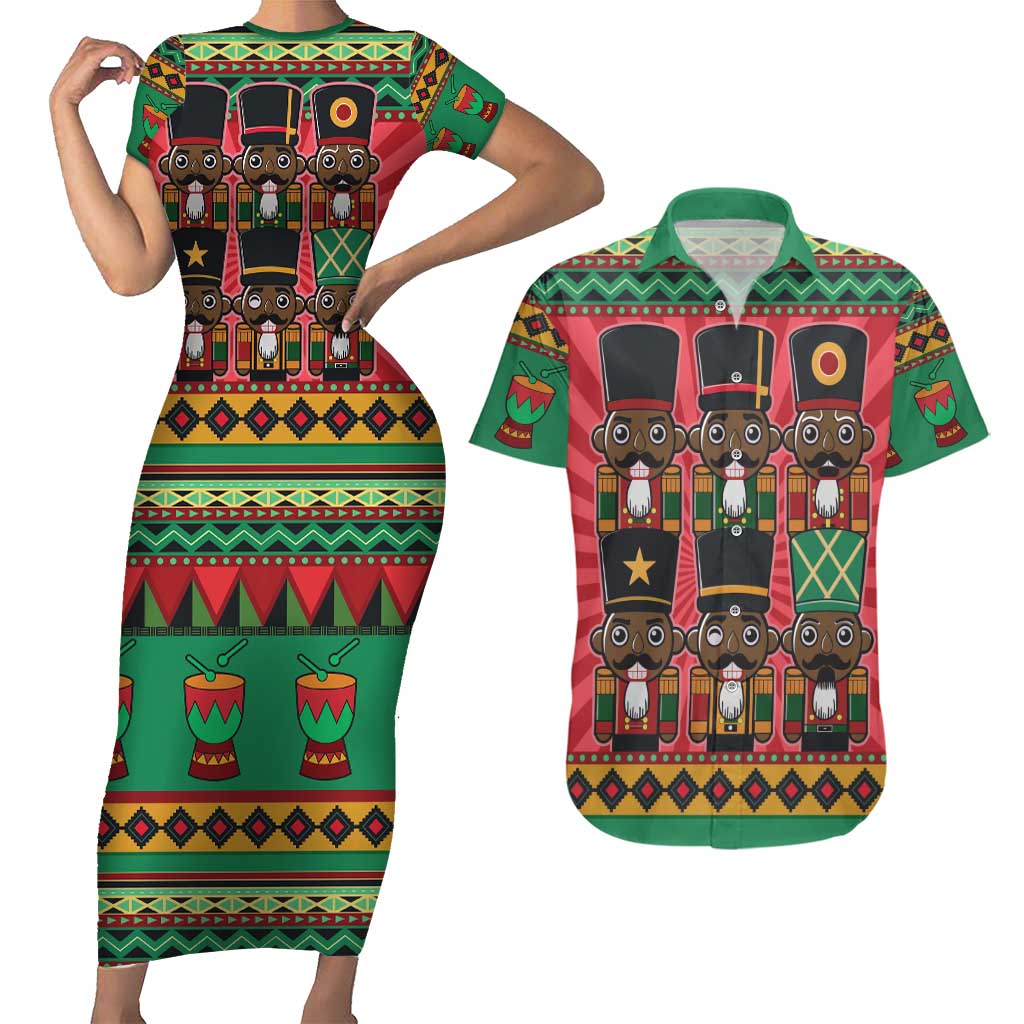 Black Nutcrackers Couples Matching Short Sleeve Bodycon Dress and Hawaiian Shirt Afro Christmas - Wonder Print Shop