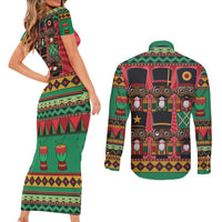 Black Nutcrackers Couples Matching Short Sleeve Bodycon Dress and Long Sleeve Button Shirt Afro Christmas - Wonder Print Shop