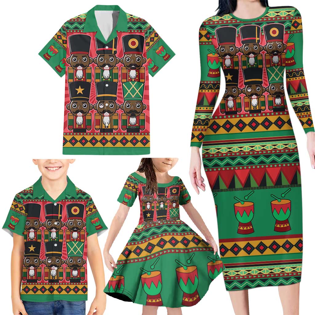 Black Nutcrackers Family Matching Long Sleeve Bodycon Dress and Hawaiian Shirt Afro Christmas - Wonder Print Shop