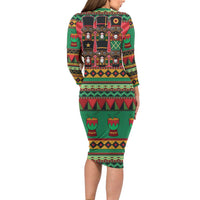 Black Nutcrackers Family Matching Long Sleeve Bodycon Dress and Hawaiian Shirt Afro Christmas - Wonder Print Shop