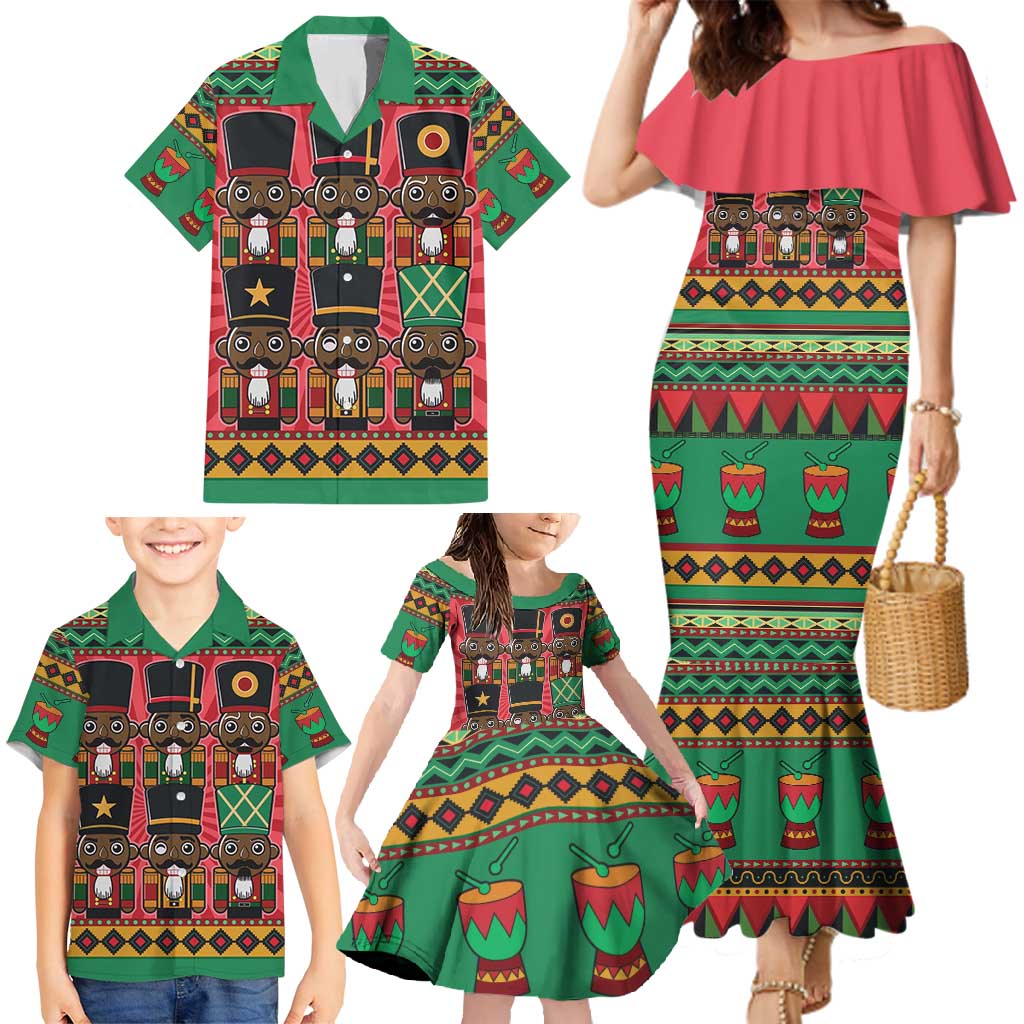 Black Nutcrackers Family Matching Mermaid Dress and Hawaiian Shirt Afro Christmas - Wonder Print Shop