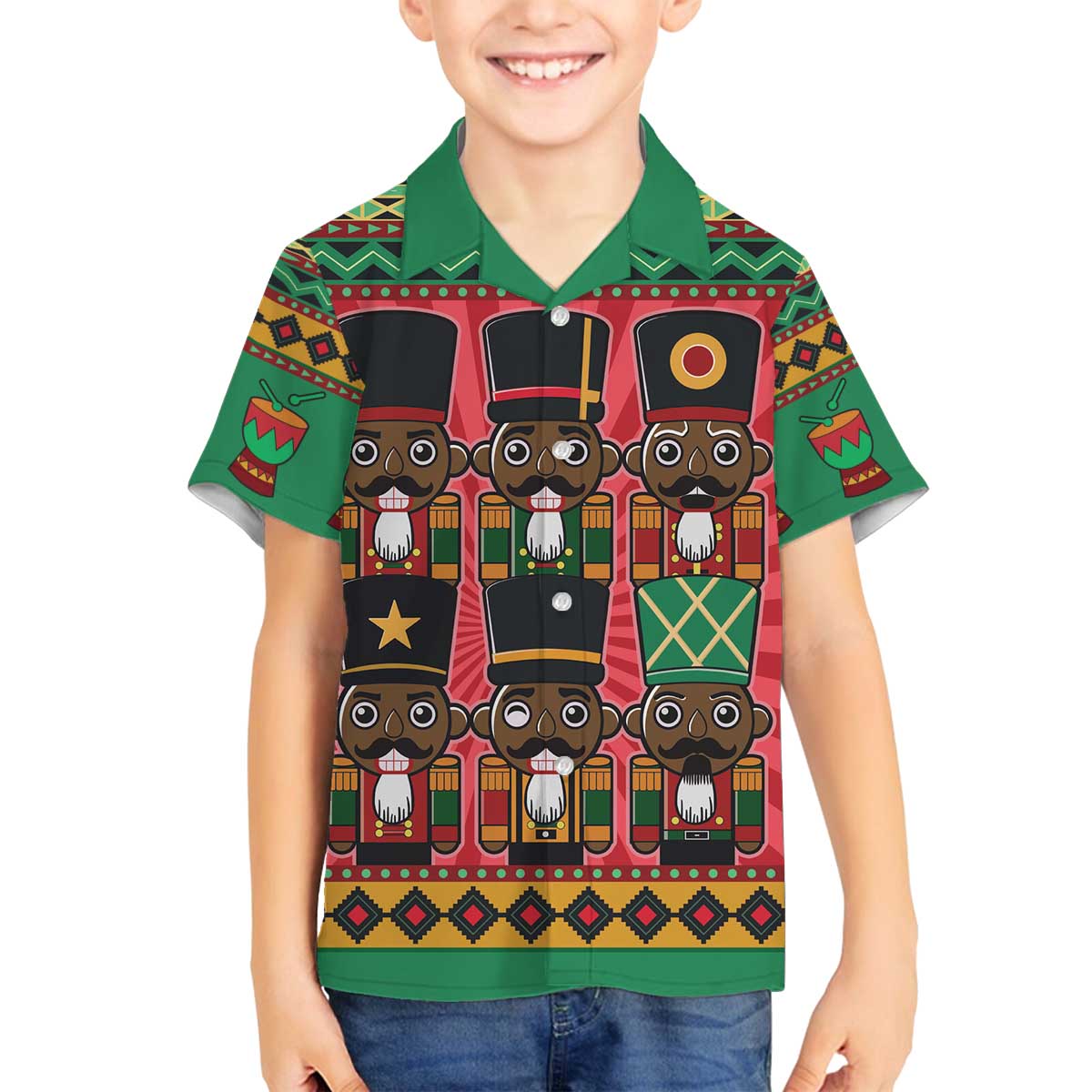 Black Nutcrackers Family Matching Off The Shoulder Long Sleeve Dress and Hawaiian Shirt Afro Christmas - Wonder Print Shop