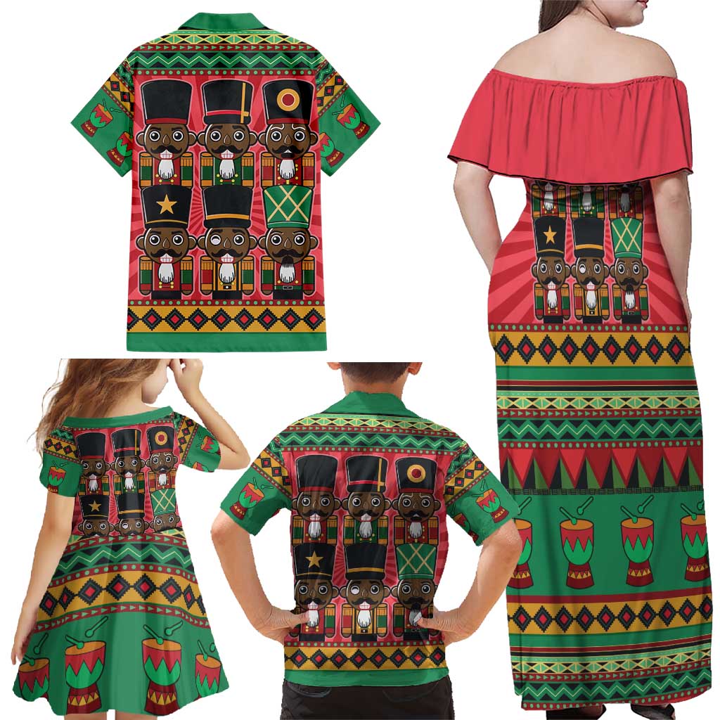 Black Nutcrackers Family Matching Off Shoulder Maxi Dress and Hawaiian Shirt Afro Christmas - Wonder Print Shop