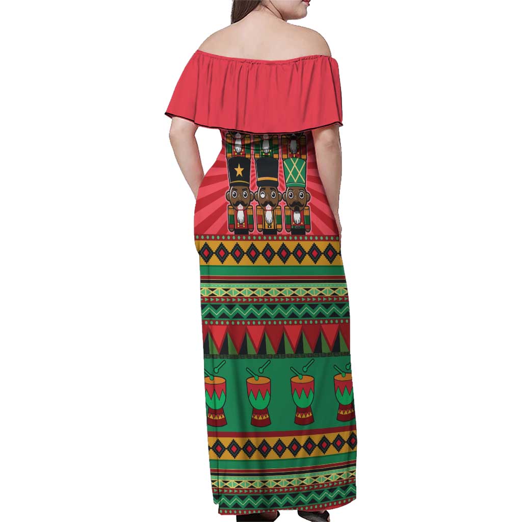 Black Nutcrackers Family Matching Off Shoulder Maxi Dress and Hawaiian Shirt Afro Christmas - Wonder Print Shop