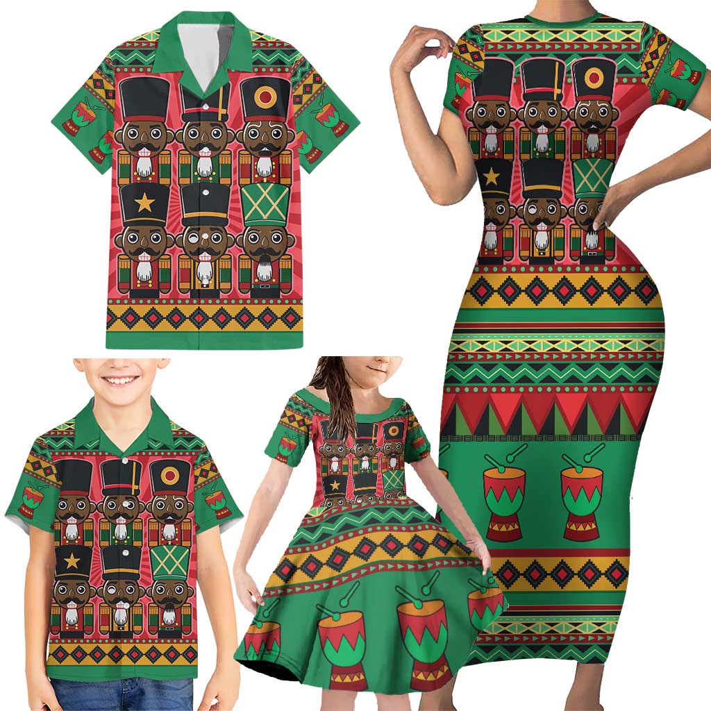 Black Nutcrackers Family Matching Short Sleeve Bodycon Dress and Hawaiian Shirt Afro Christmas - Wonder Print Shop