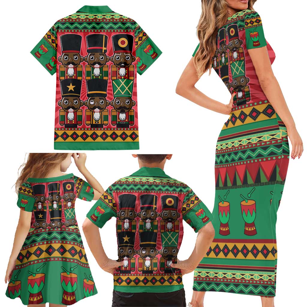 Black Nutcrackers Family Matching Short Sleeve Bodycon Dress and Hawaiian Shirt Afro Christmas - Wonder Print Shop