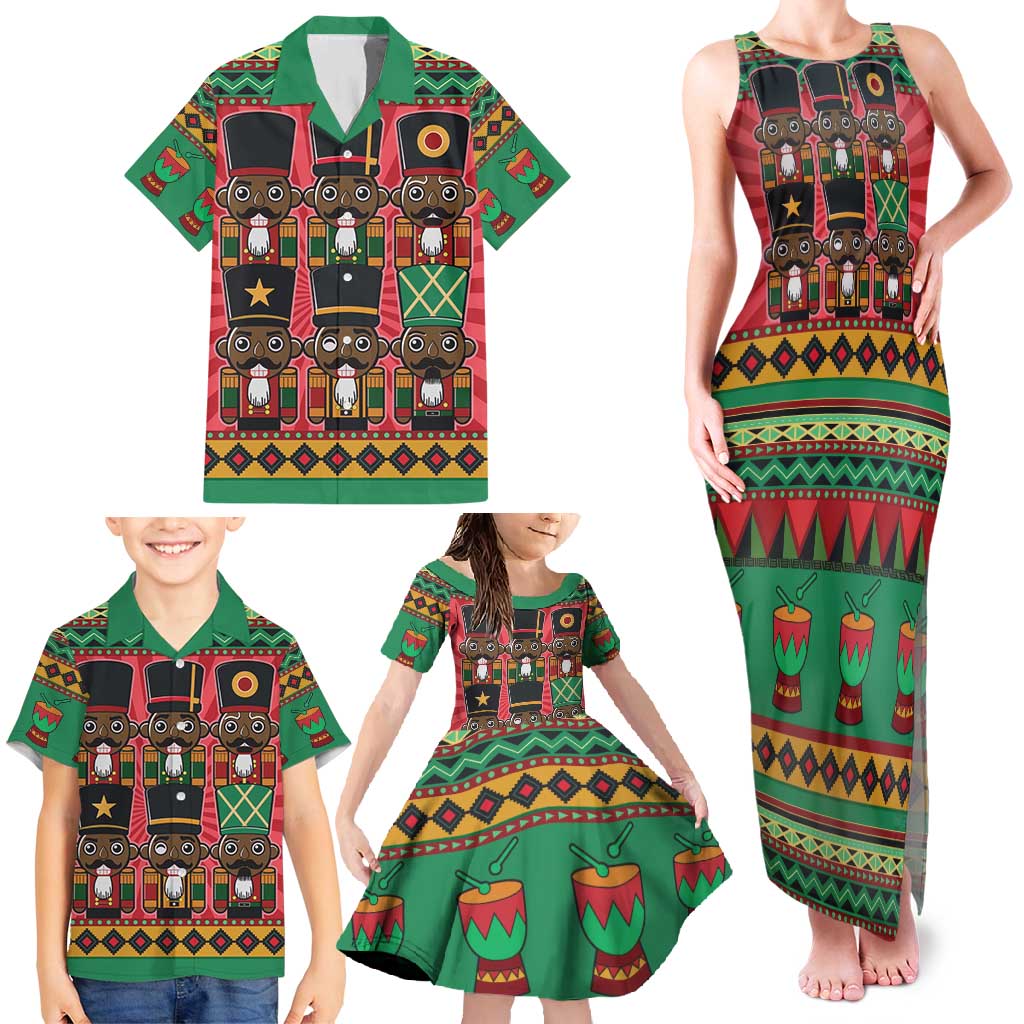 Black Nutcrackers Family Matching Tank Maxi Dress and Hawaiian Shirt Afro Christmas - Wonder Print Shop
