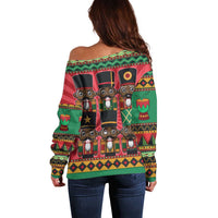 Black Nutcrackers Off Shoulder Sweater Afro Christmas - Wonder Print Shop