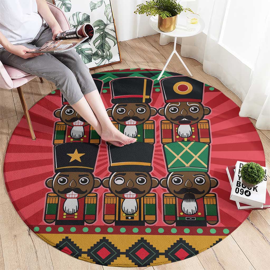 Black Nutcrackers Round Carpet Afro Christmas