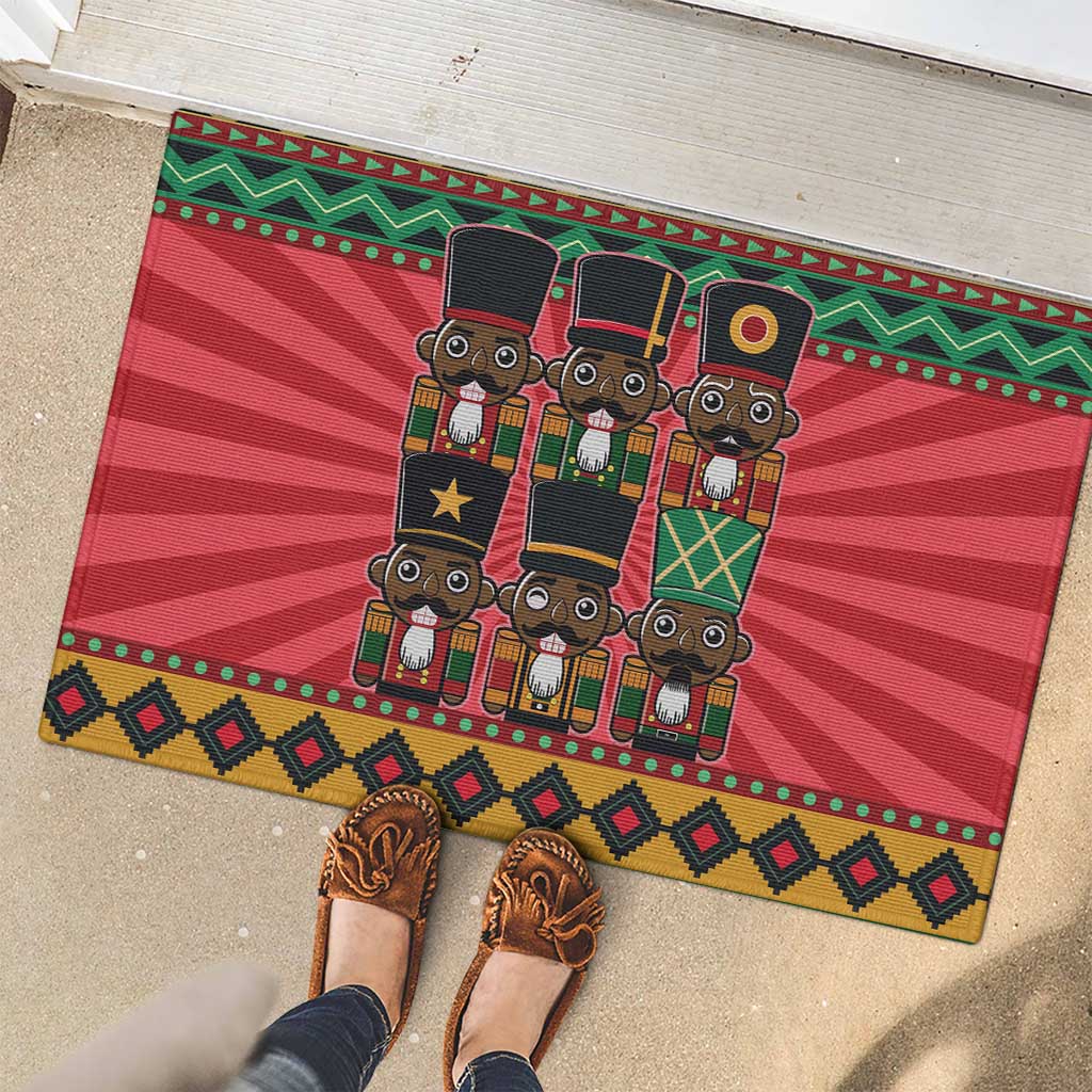 Black Nutcrackers Rubber Doormat Afro Christmas - Wonder Print Shop