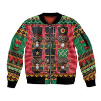 Black Nutcrackers Sleeve Zip Bomber Jacket Afro Christmas - Wonder Print Shop