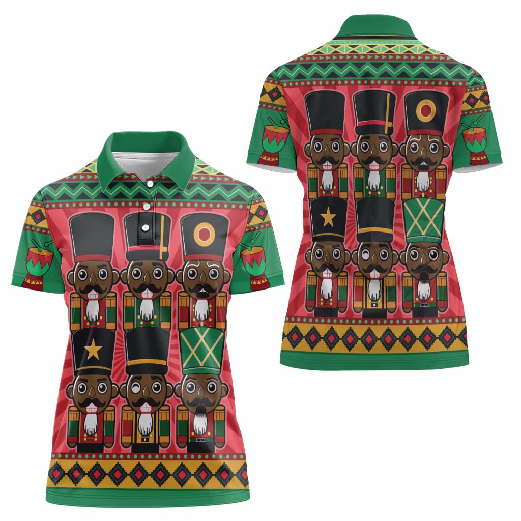 Black Nutcrackers Women Polo Shirt Afro Christmas - Wonder Print Shop