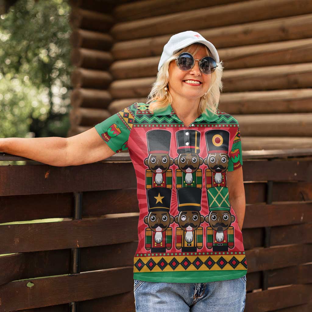 Black Nutcrackers Women Polo Shirt Afro Christmas - Wonder Print Shop