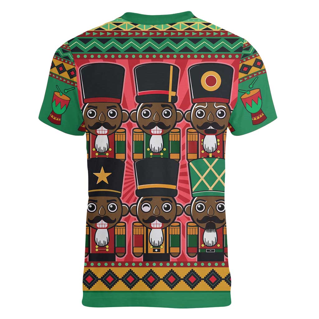 Black Nutcrackers Women V-Neck T-Shirt Afro Christmas - Wonder Print Shop