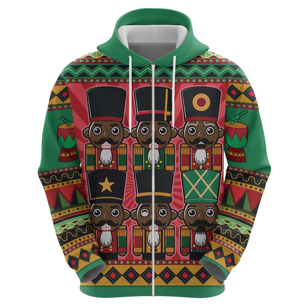 Black Nutcrackers Zip Hoodie Afro Christmas - Wonder Print Shop