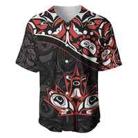Canada Day Baseball Jersey Haida Maple Leaf Style Tattoo Black