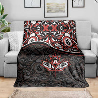 Canada Day Blanket Haida Maple Leaf Style Tattoo Black