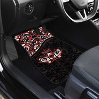 Canada Day Car Mats Haida Maple Leaf Style Tattoo Black
