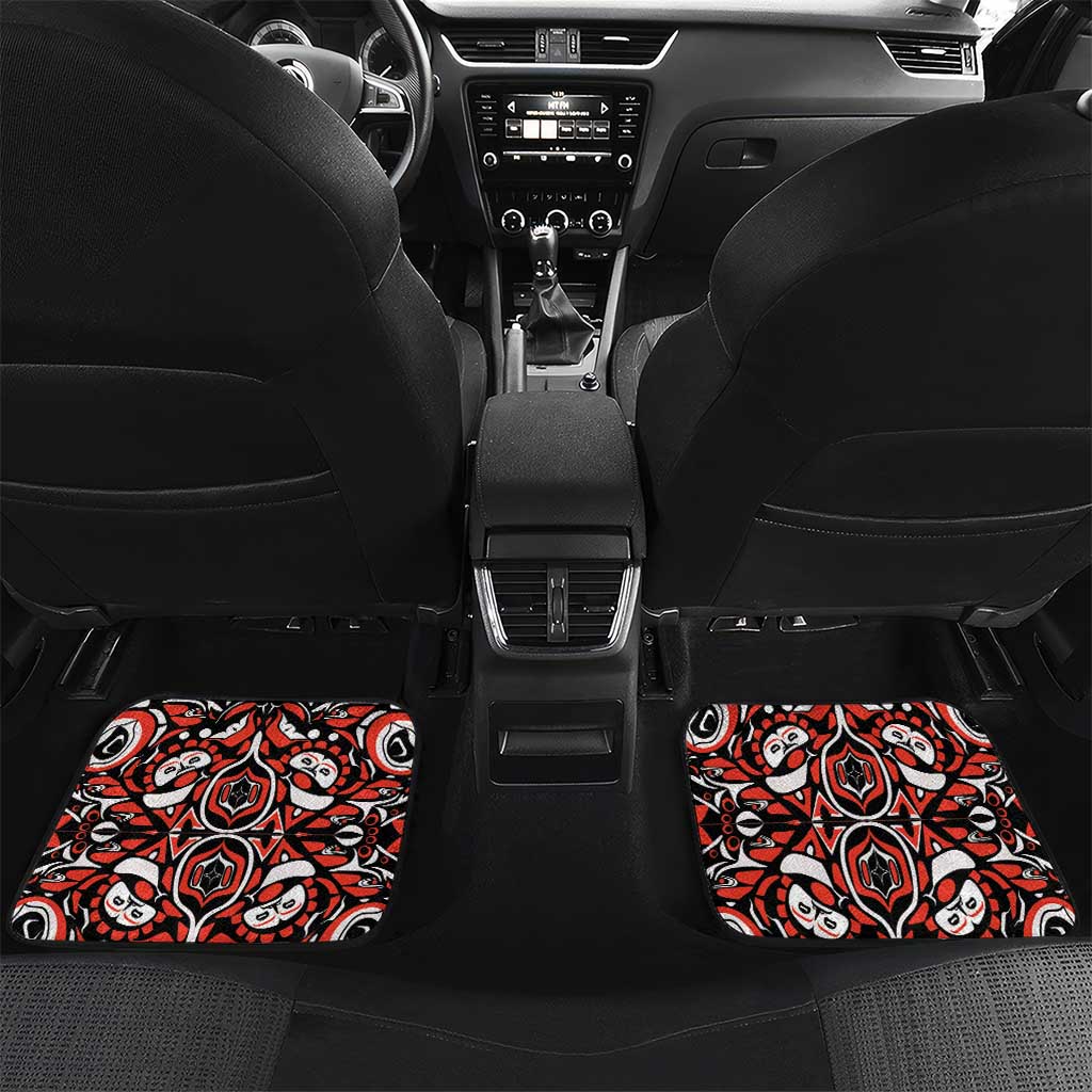 Canada Day Car Mats Haida Maple Leaf Style Tattoo Black