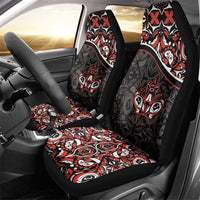 Canada Day Car Seat Cover Haida Maple Leaf Style Tattoo Black