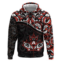 Canada Day Hoodie Haida Maple Leaf Style Tattoo Black