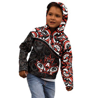 Canada Day Kid Hoodie Haida Maple Leaf Style Tattoo Black - Wonder Print Shop