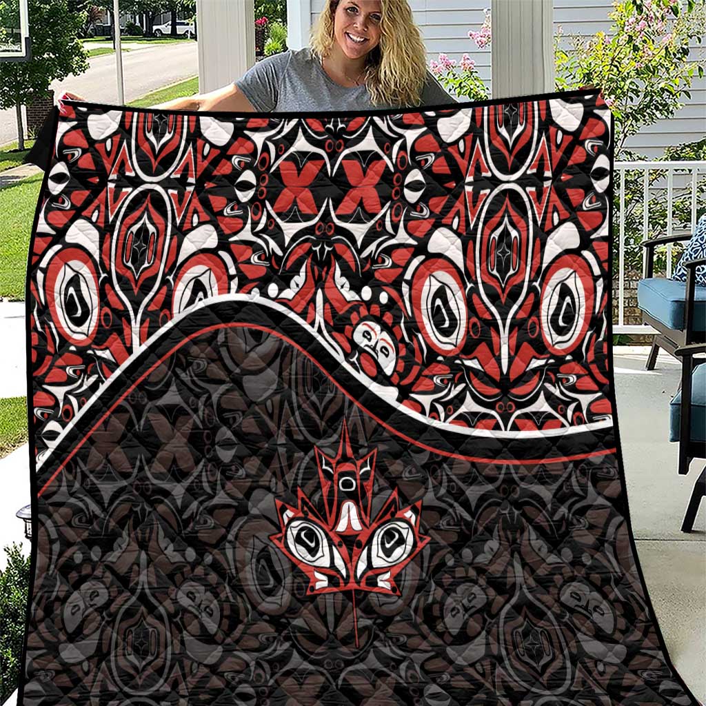 Canada Day Quilt Haida Maple Leaf Style Tattoo Black - Wonder Print Shop