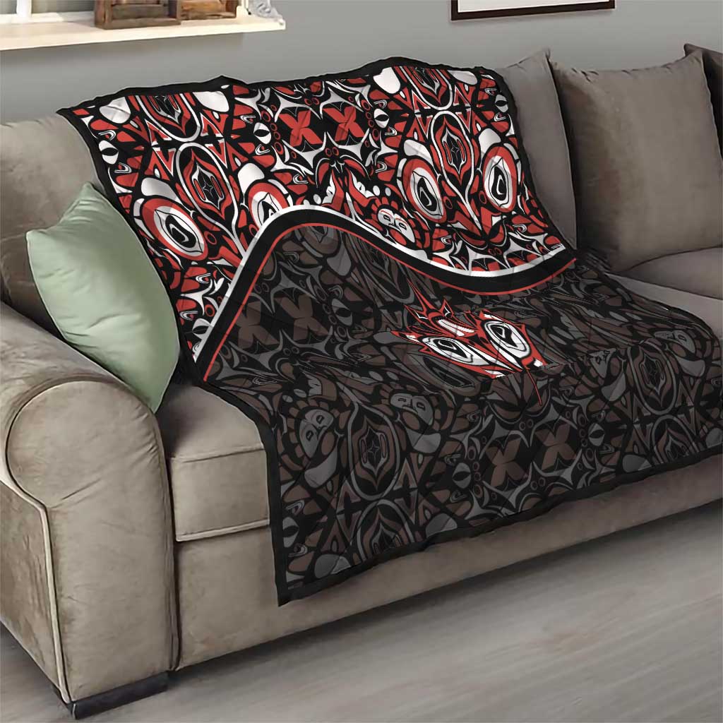Canada Day Quilt Haida Maple Leaf Style Tattoo Black - Wonder Print Shop
