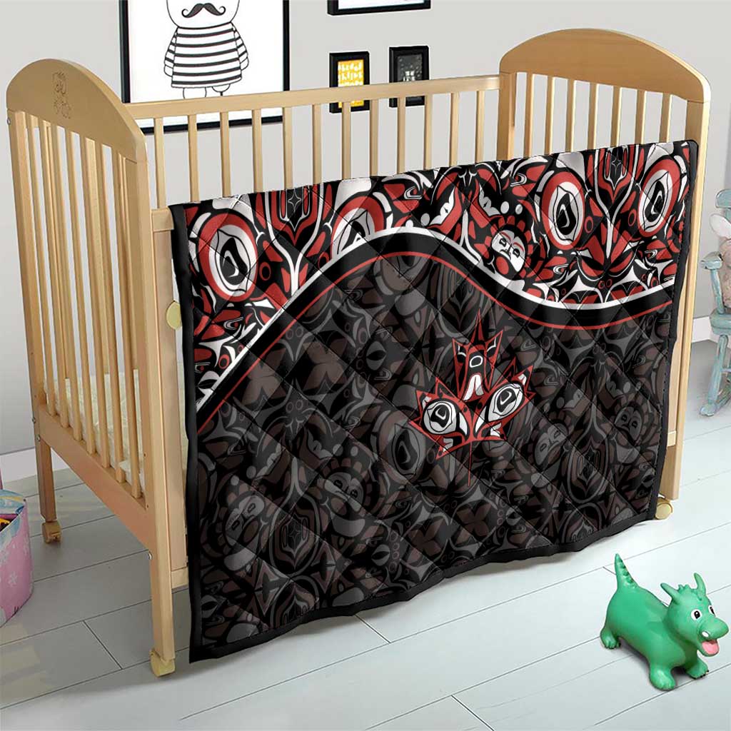 Canada Day Quilt Haida Maple Leaf Style Tattoo Black - Wonder Print Shop