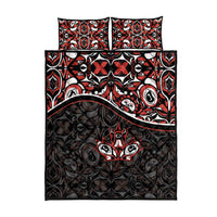 Canada Day Quilt Bed Set Haida Maple Leaf Style Tattoo Black - Wonder Print Shop