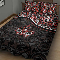 Canada Day Quilt Bed Set Haida Maple Leaf Style Tattoo Black - Wonder Print Shop