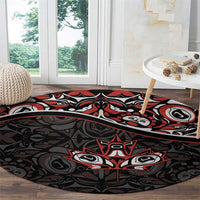 Canada Day Round Carpet Haida Maple Leaf Style Tattoo Black - Wonder Print Shop