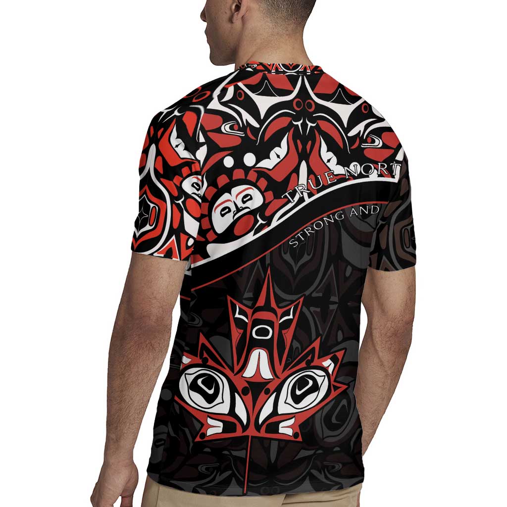 Canada Day Rugby Jersey Haida Maple Leaf Style Tattoo Black - Wonder Print Shop