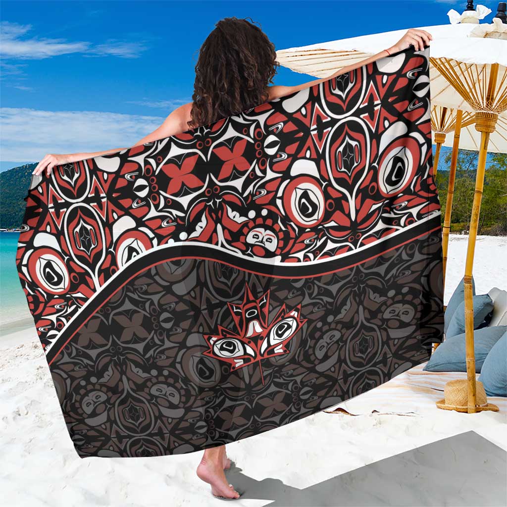 Canada Day Sarong Haida Maple Leaf Style Tattoo Black - Wonder Print Shop