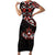 Canada Day Short Sleeve Bodycon Dress Haida Maple Leaf Style Tattoo Black - Wonder Print Shop