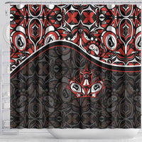 Canada Day Shower Curtain Haida Maple Leaf Style Tattoo Black - Wonder Print Shop